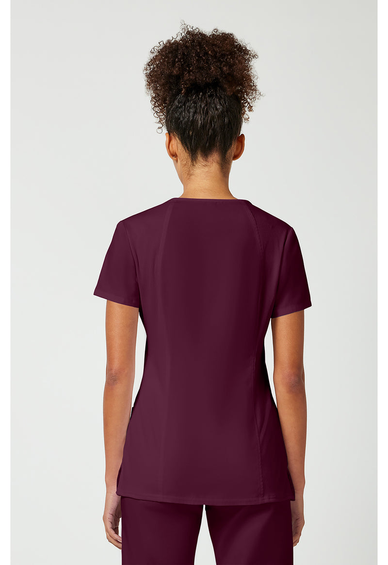 Wine - Cherokee WW Originals Women Scrub Top - Back View