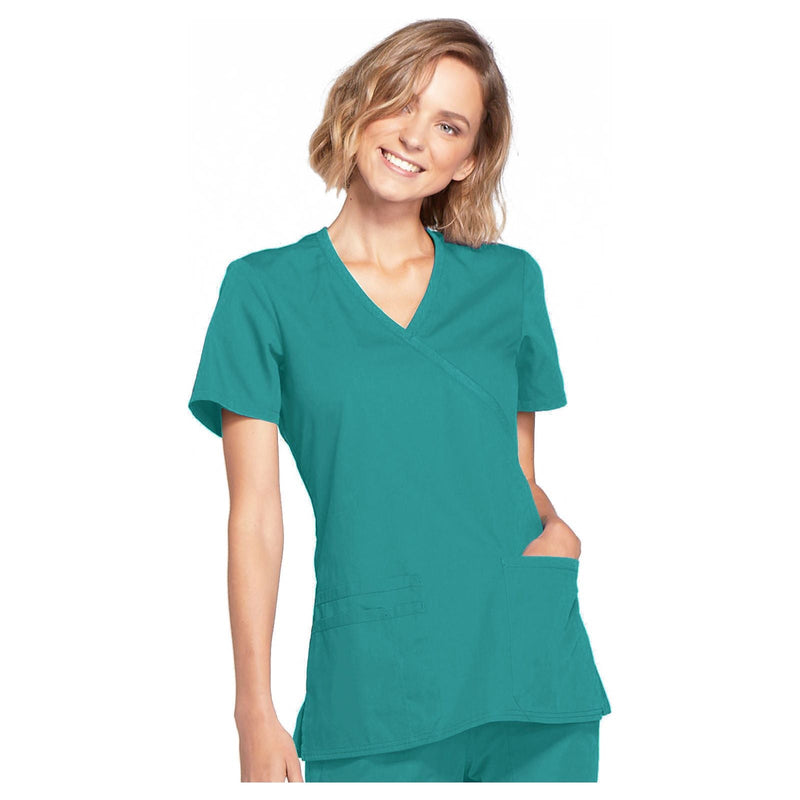 teal blue - Mock Wrap Top