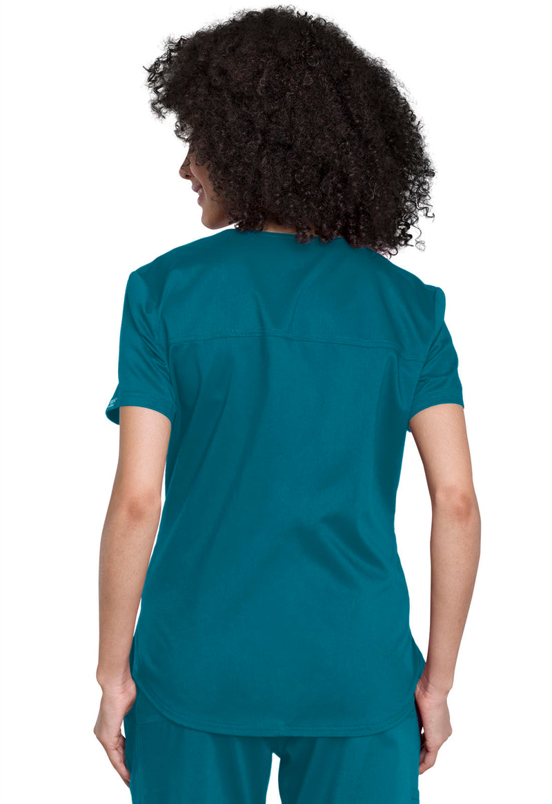 Caribbean Blue - Cherokee WW Revolution Women's Scrub Top - Back View