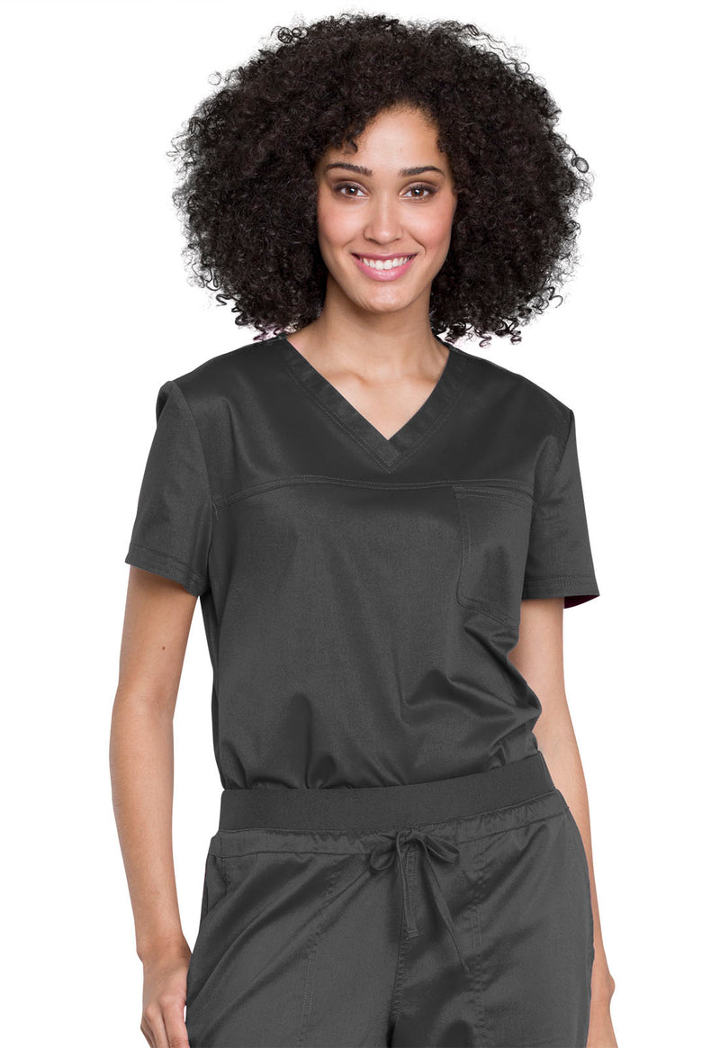 Pewter - Cherokee Cherokee WW Revolution Women's Scrub Top - Detail 1 View