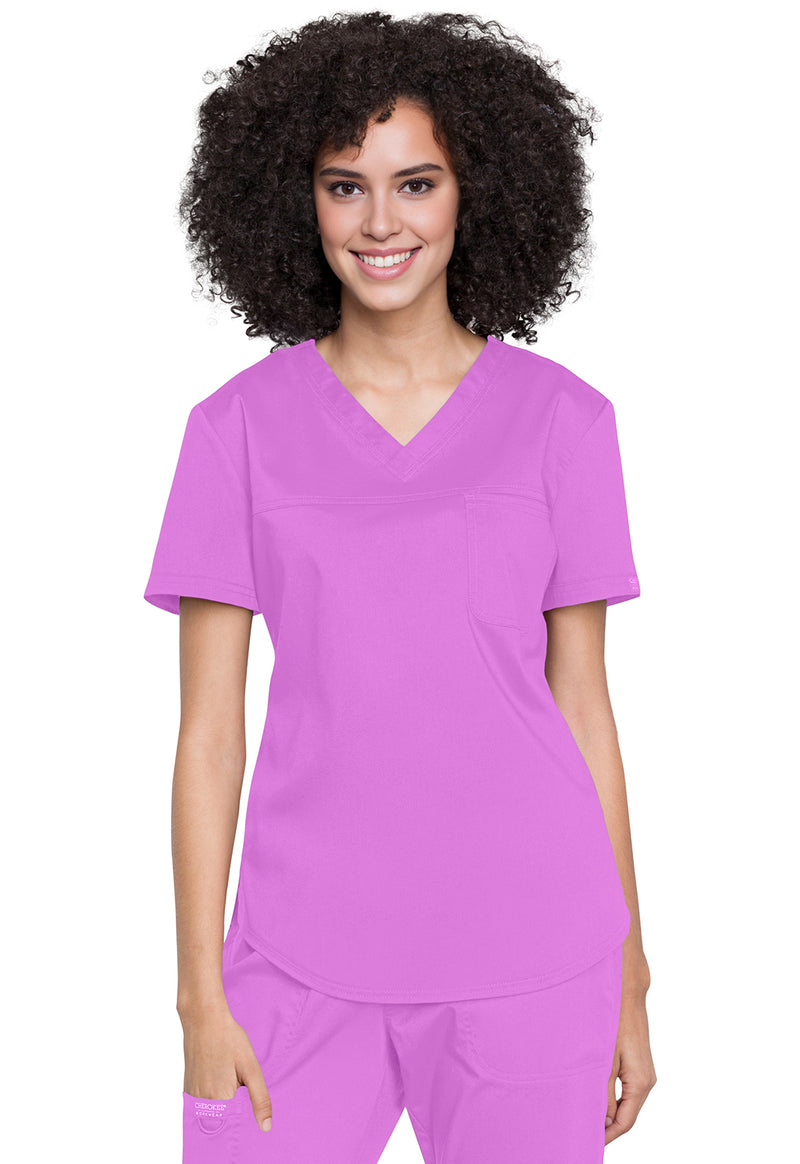 Sweet Berry - Cherokee WW Revolution Women's Scrub Top - Front View