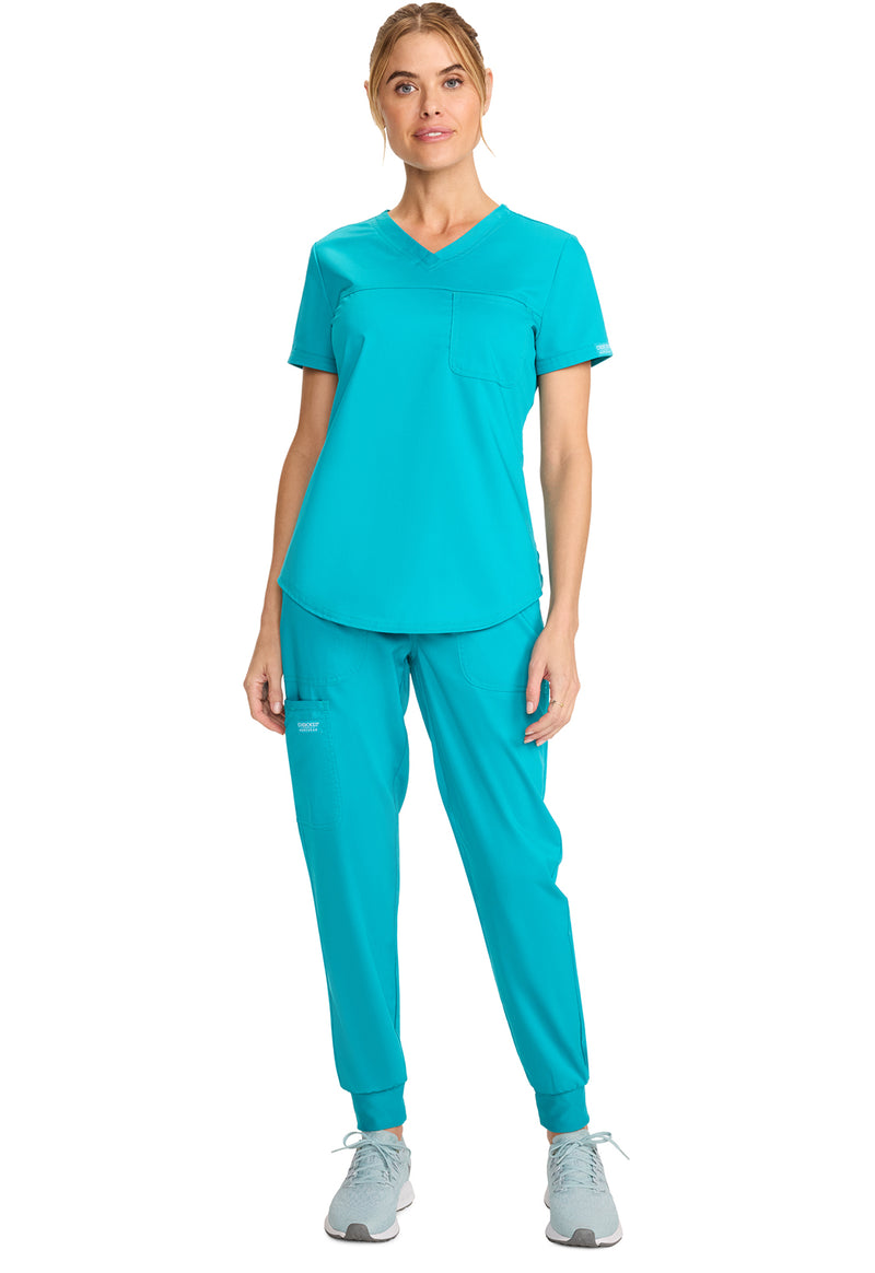 Teal Blue - Cherokee WW Revolution Women's Scrub Top - Front View