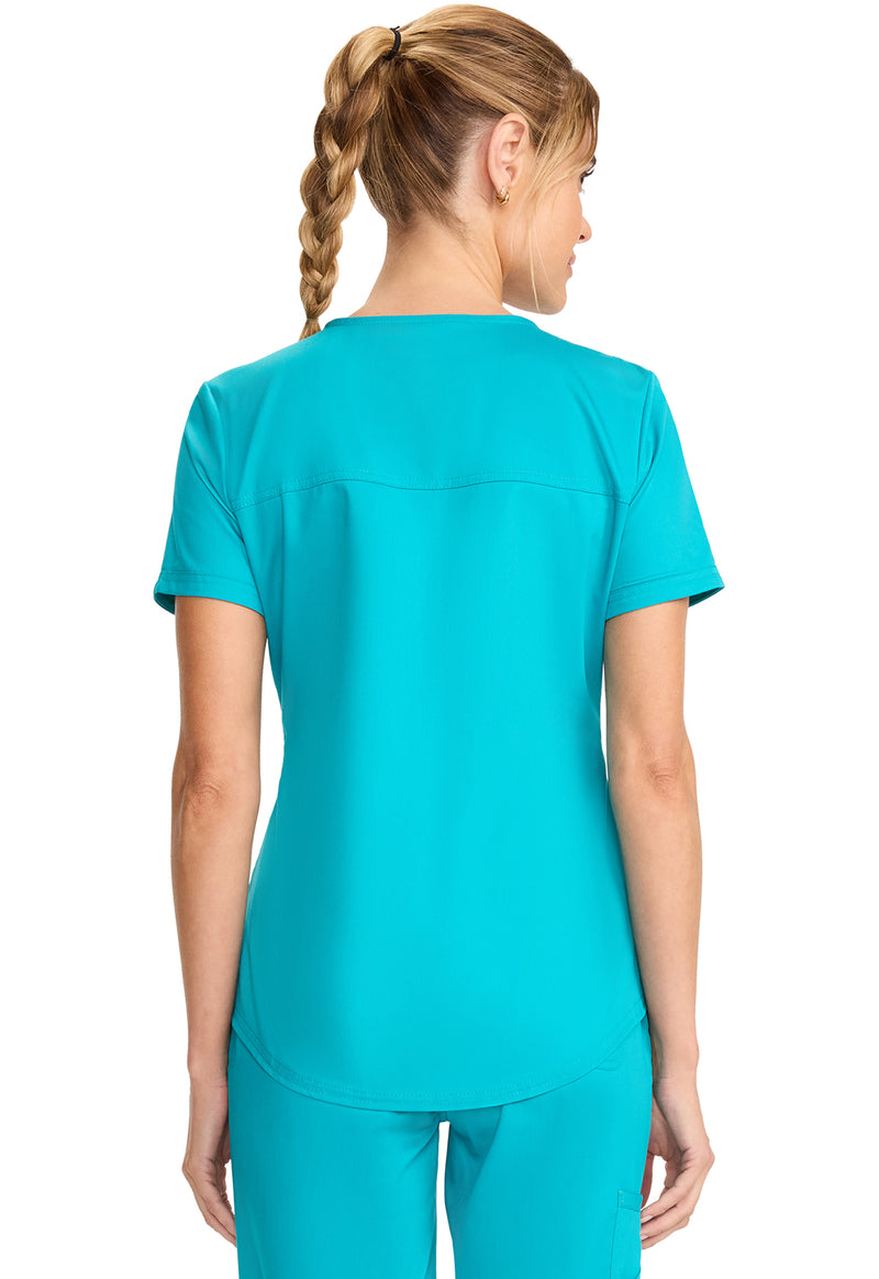 Teal Blue - Cherokee WW Revolution Women's Scrub Top - Back View