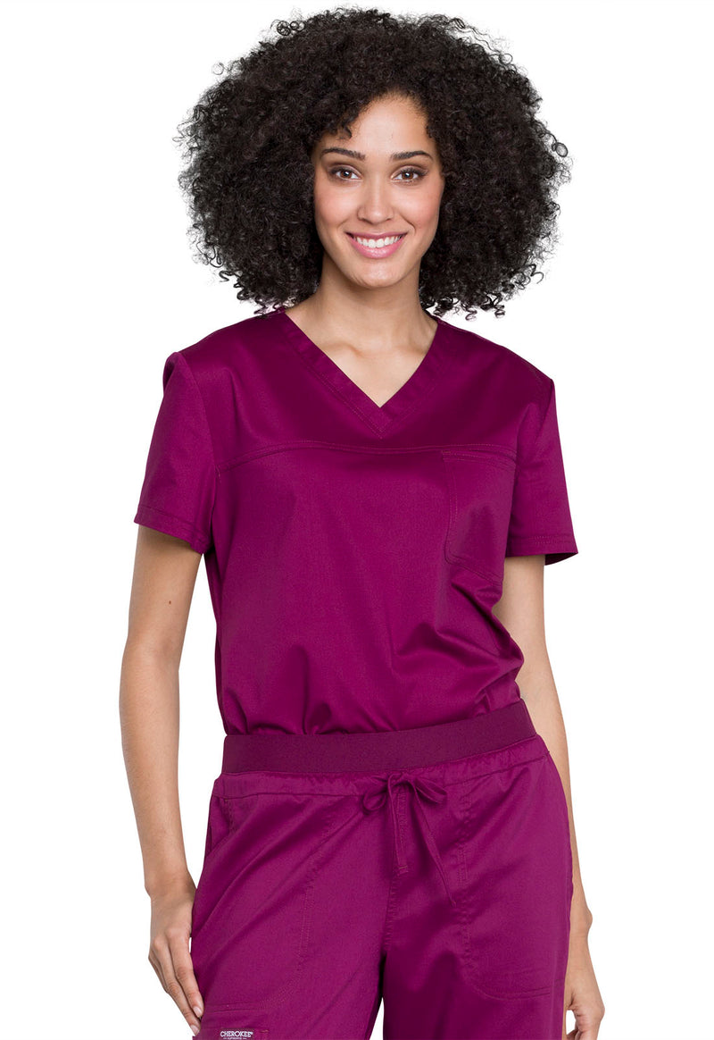 Wine - Cherokee Cherokee WW Revolution Women's Scrub Top - Detail 1 View