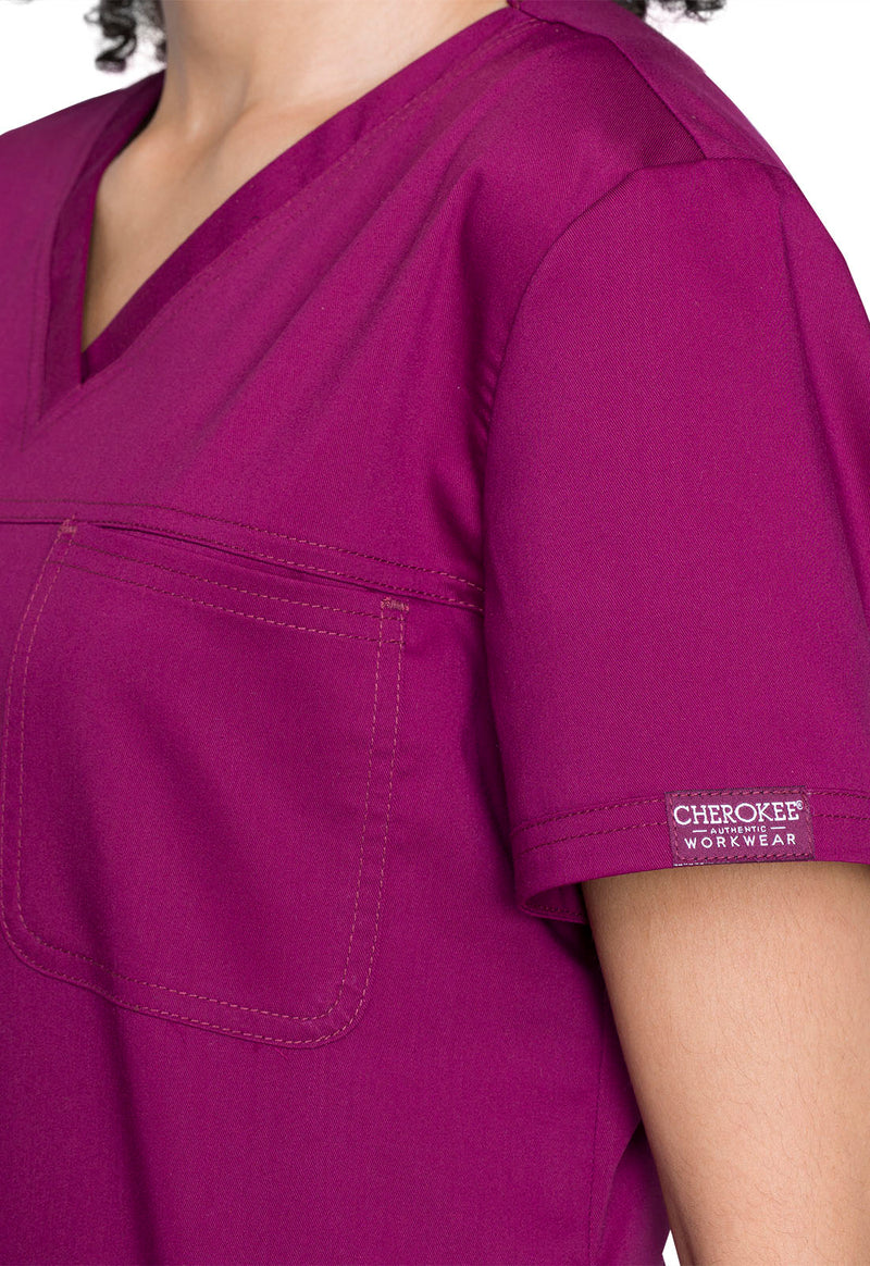 Wine - Cherokee Cherokee WW Revolution Women's Scrub Top - Detail 2 View
