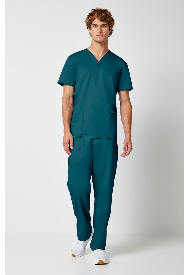 Caribbean Blue - Cherokee Cherokee WW Revolution Men's Scrub Top - Detail 1 View