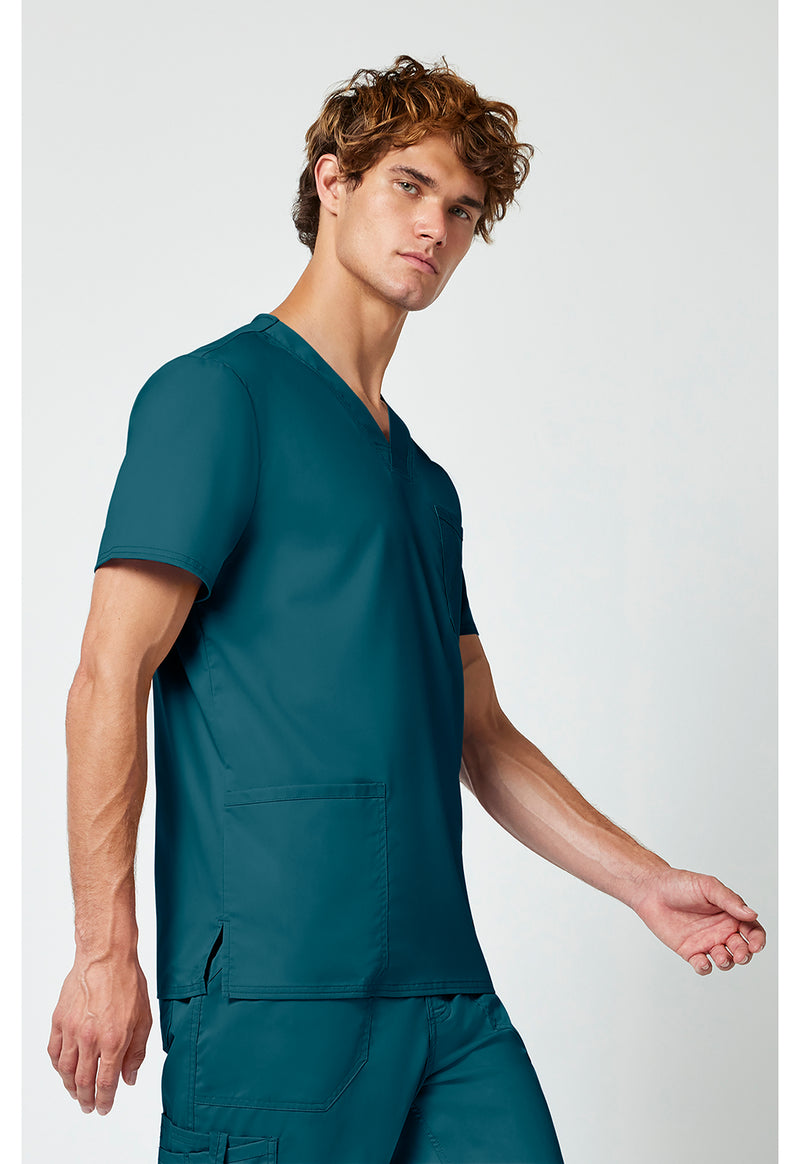 Caribbean Blue - Cherokee Cherokee WW Revolution Men's Scrub Top - Right Side View