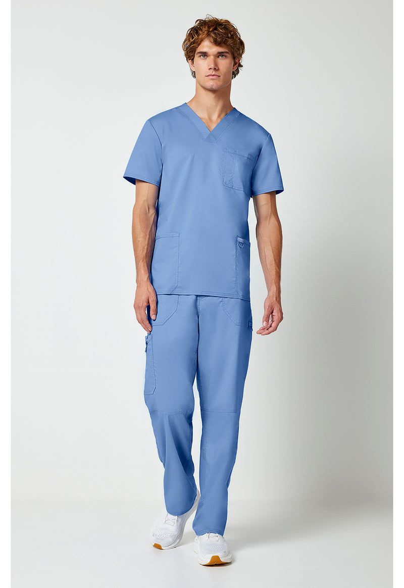 Ciel Blue - Cherokee Cherokee WW Revolution Men's Scrub Top - Detail 1 View