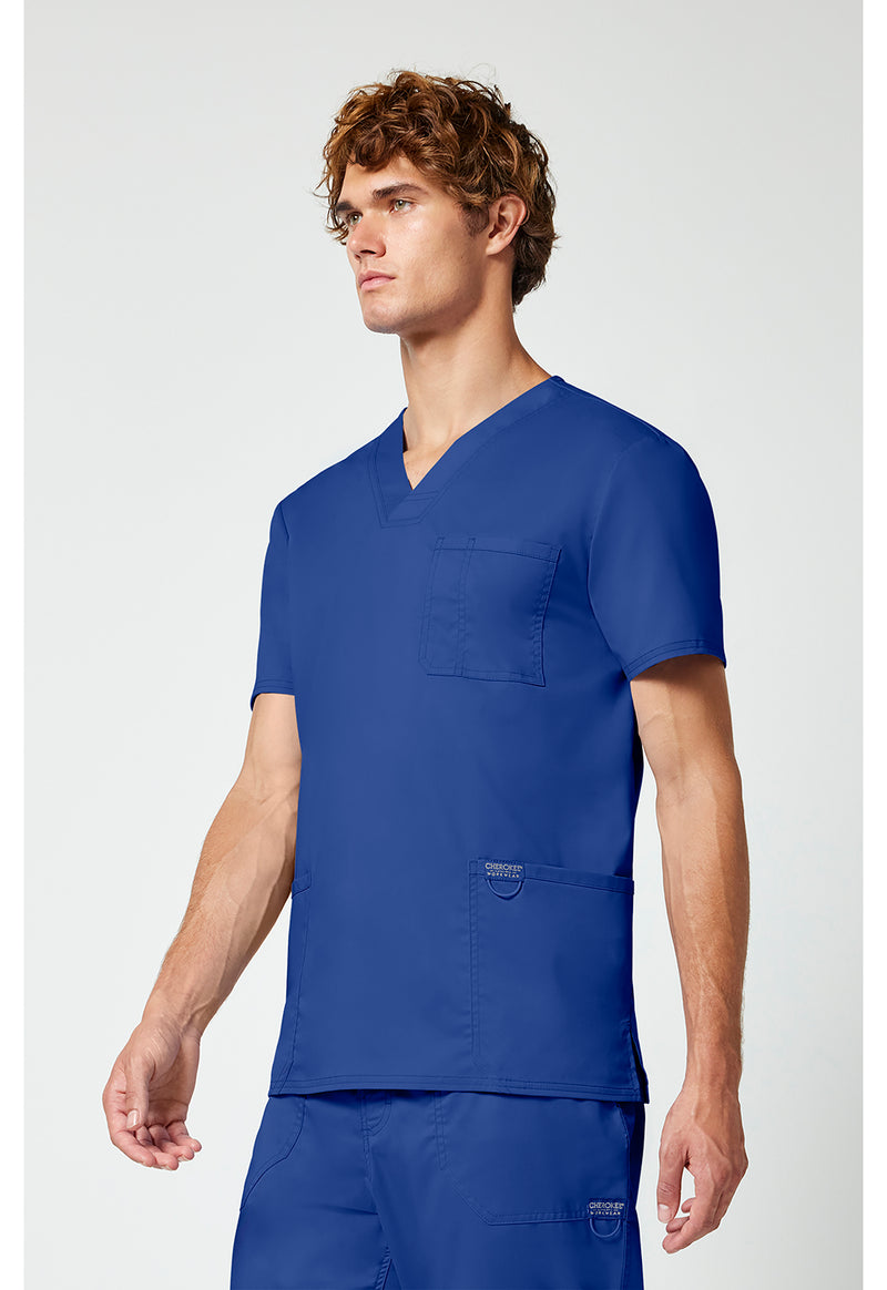 Galaxy Blue - Cherokee Cherokee WW Revolution Men's Scrub Top - Left Side View
