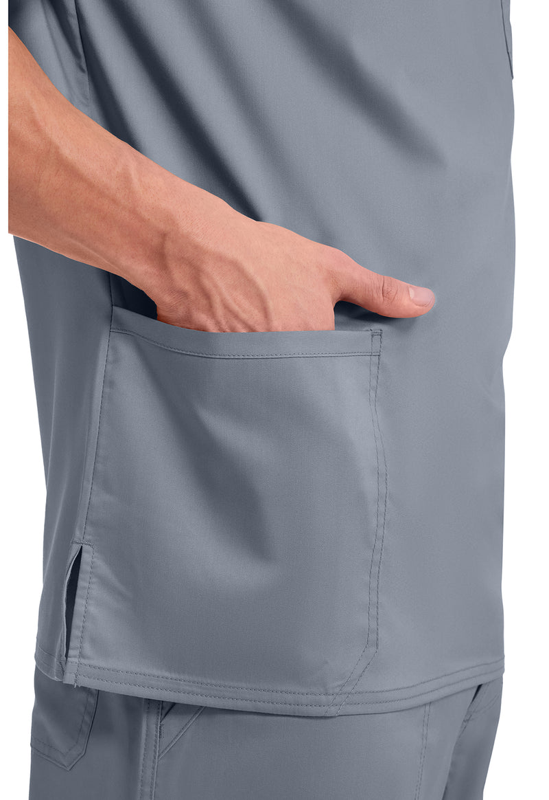 Grey - Cherokee Cherokee WW Revolution Men's Scrub Top - Detail 4 View