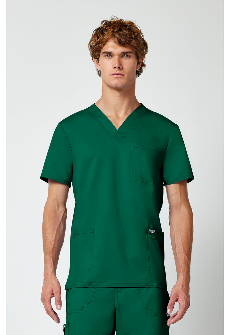 Hunter Green - Cherokee WW Revolution Men's Scrub Top - Front View