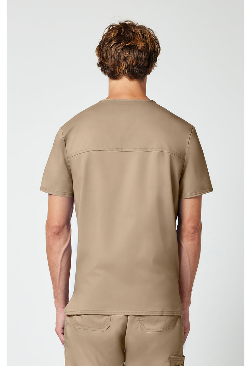 Khaki - Cherokee WW Revolution Men's Scrub Top - Back View