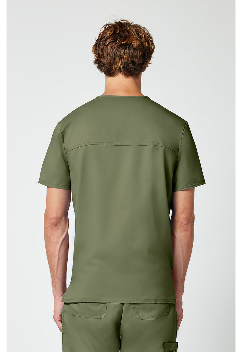 Olive - Cherokee WW Revolution Men's Scrub Top - Back View