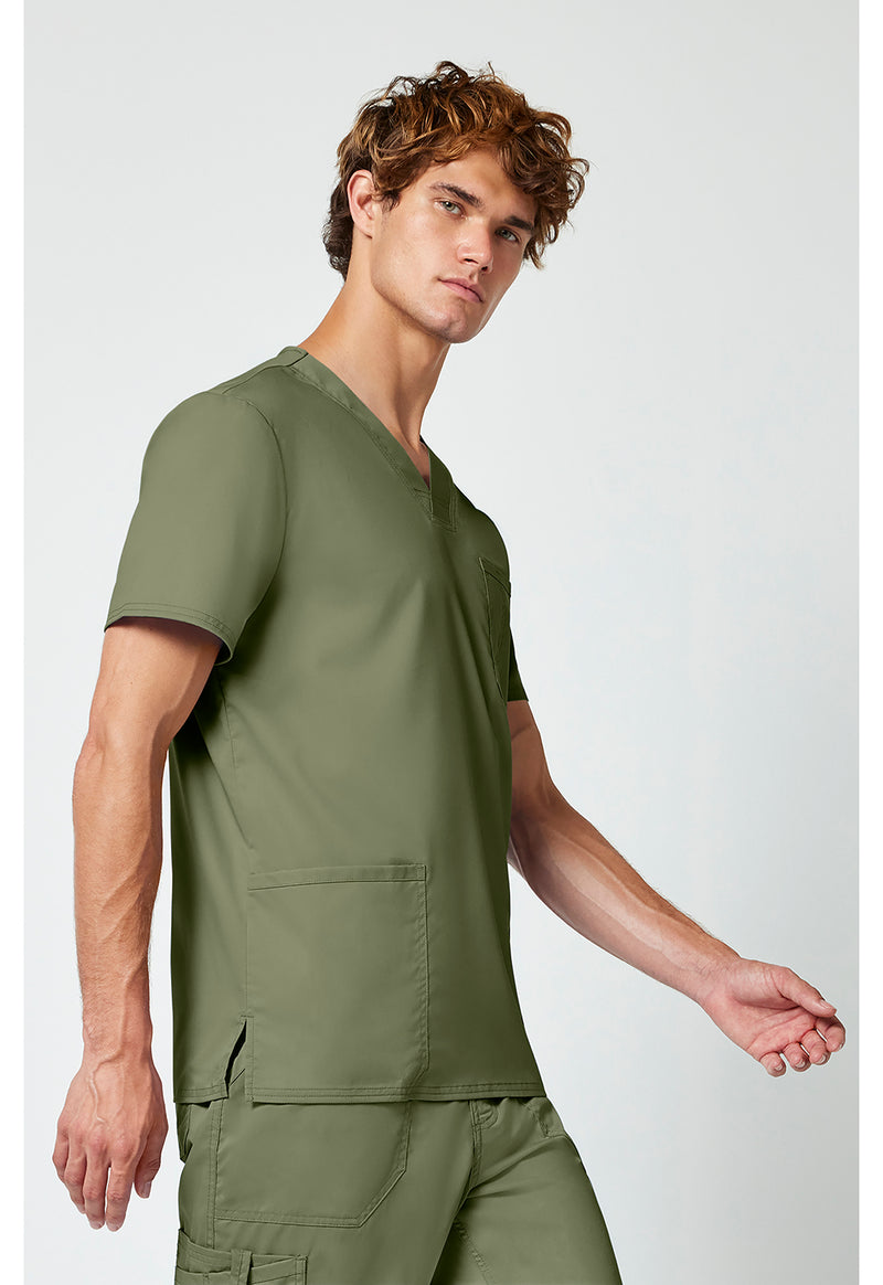Olive - Cherokee Cherokee WW Revolution Men's Scrub Top - Right Side View