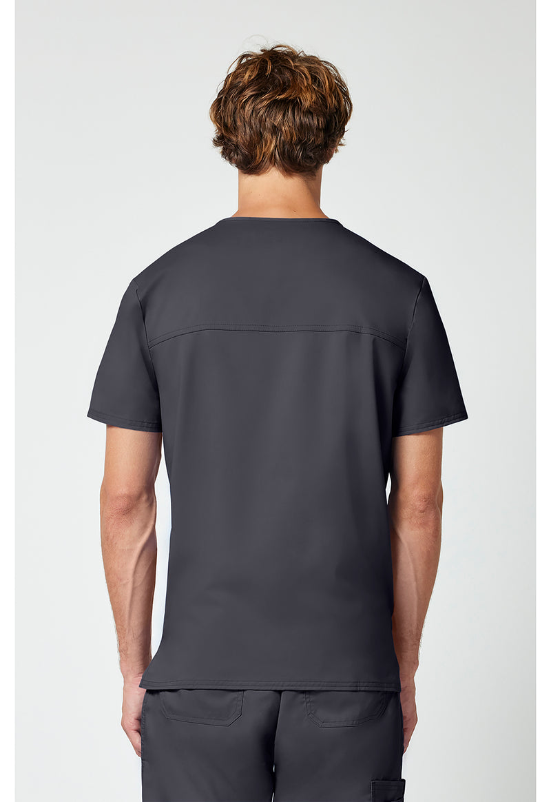 Pewter - Cherokee WW Revolution Men's Scrub Top - Back View