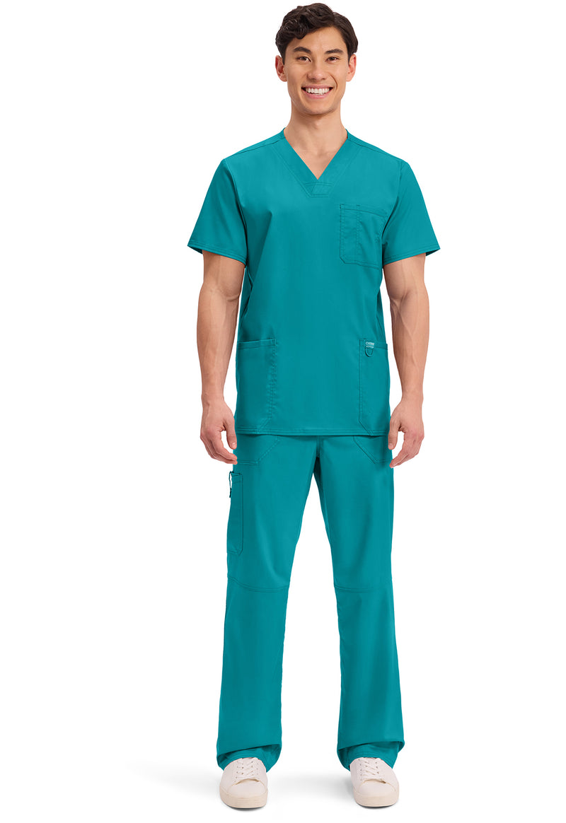 Teal Blue - Cherokee Cherokee WW Revolution Men's Scrub Top - Detail 1 View