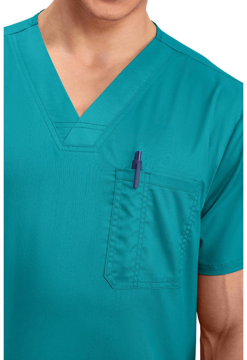 Teal Blue - Cherokee Cherokee WW Revolution Men's Scrub Top - Detail 2 View