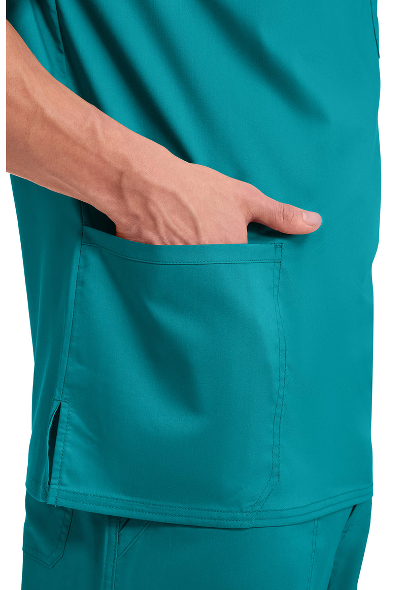 Teal Blue - Cherokee Cherokee WW Revolution Men's Scrub Top - Detail 4 View