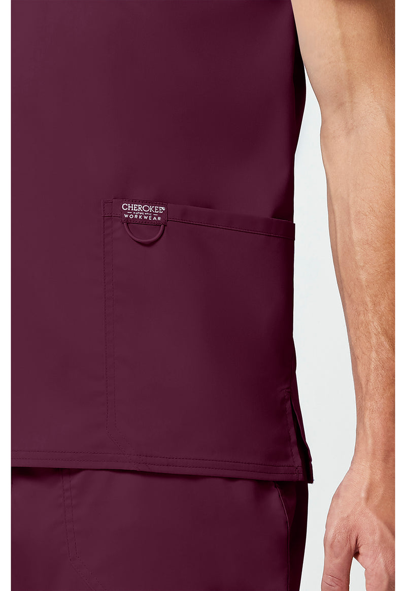 Wine - Cherokee Cherokee WW Revolution Men's Scrub Top - Detail 4 View