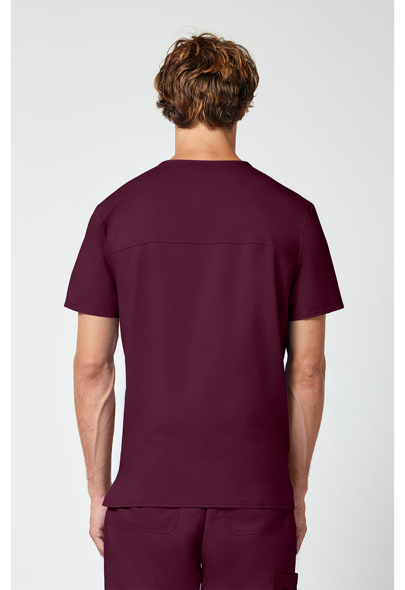 Wine - Cherokee WW Revolution Men's Scrub Top - Back View