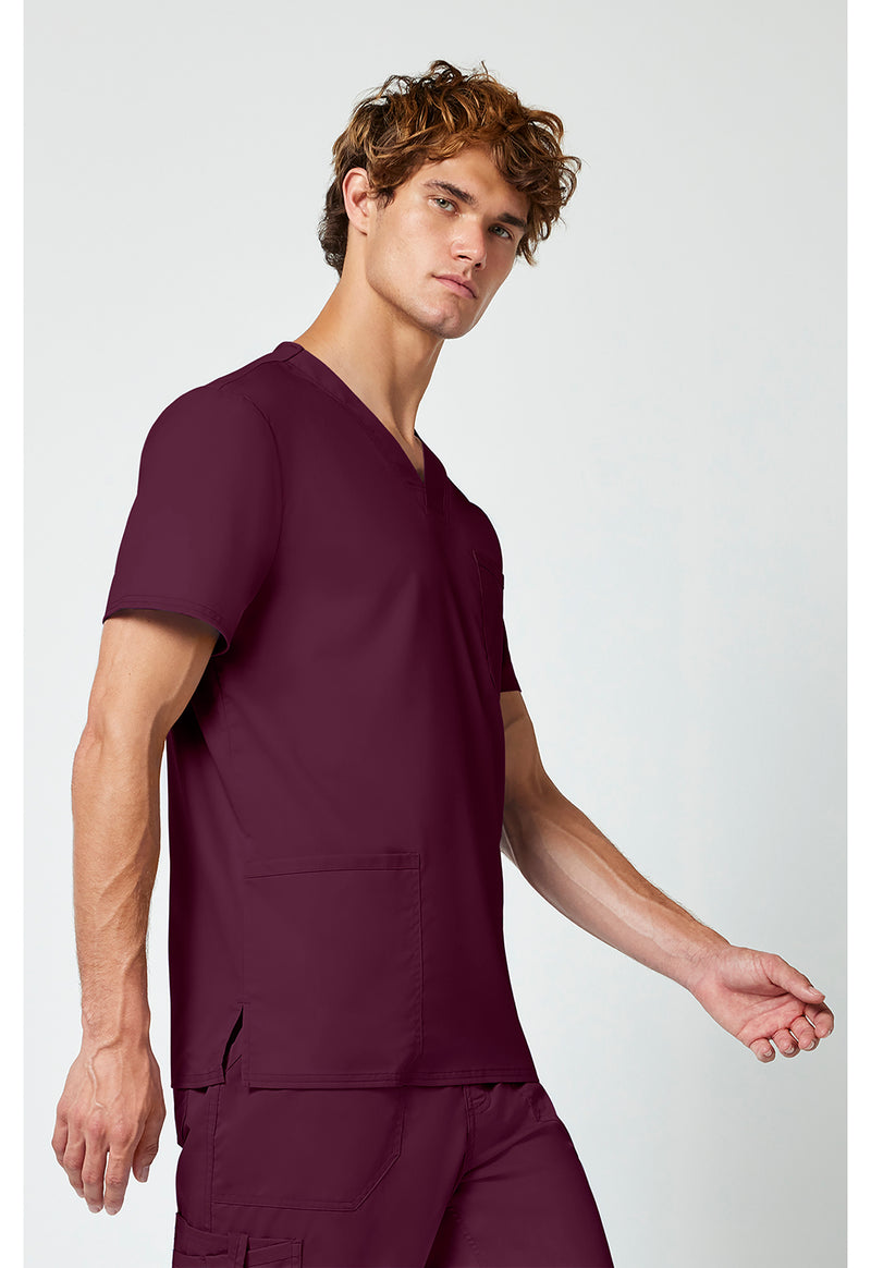 Wine - Cherokee Cherokee WW Revolution Men's Scrub Top - Right Side View