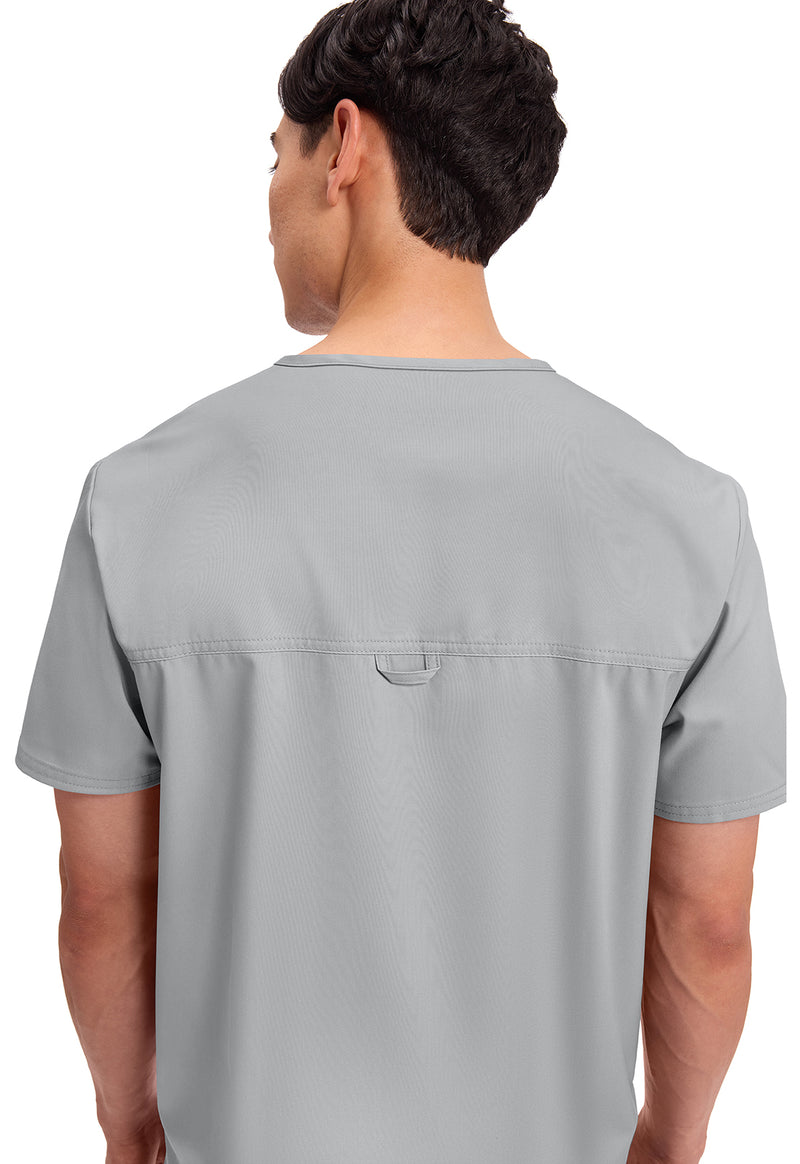 Grey - Cherokee Cherokee WW Revolution Men's Scrub Top - Detail 3 View