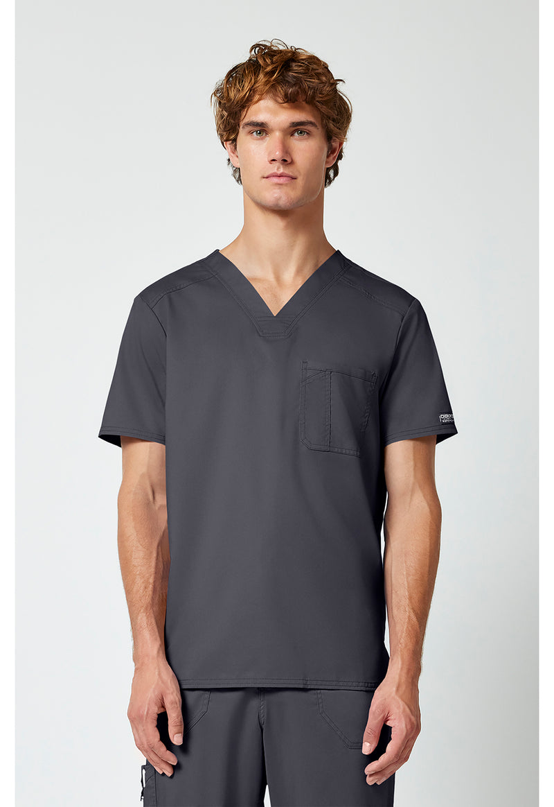 Pewter - Cherokee WW Revolution Men's Scrub Top - Front View