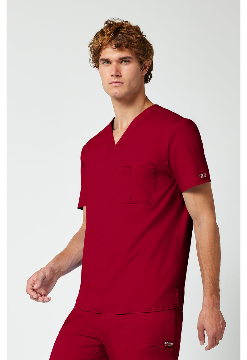 Red - Cherokee Cherokee WW Revolution Men's Scrub Top - Left Side View