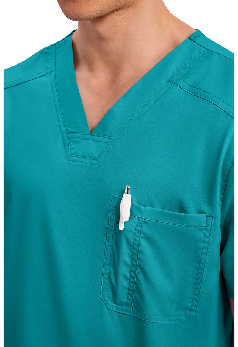 Teal Blue - Cherokee Cherokee WW Revolution Men's Scrub Top - Detail 3 View