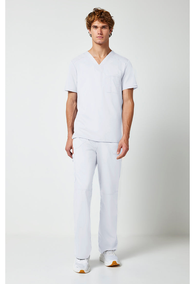 White - Cherokee Cherokee WW Revolution Men's Scrub Top - Detail 1 View