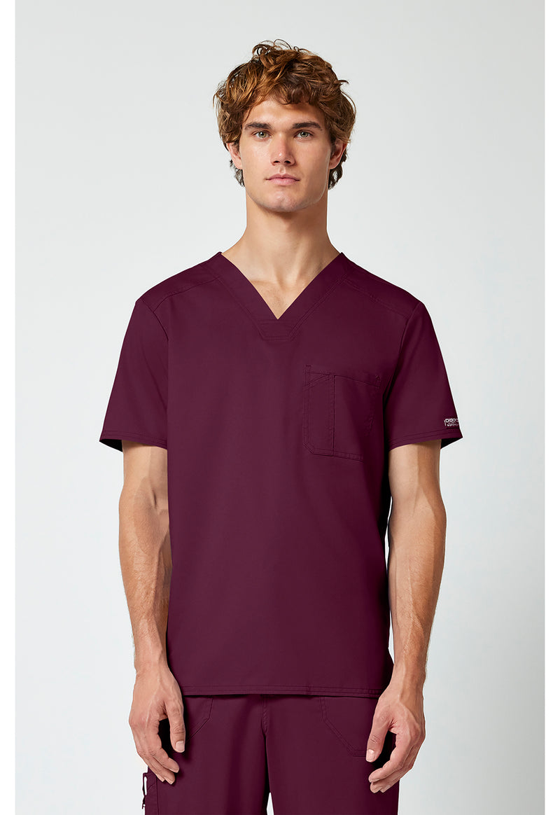 Wine - Cherokee WW Revolution Men's Scrub Top - Front View