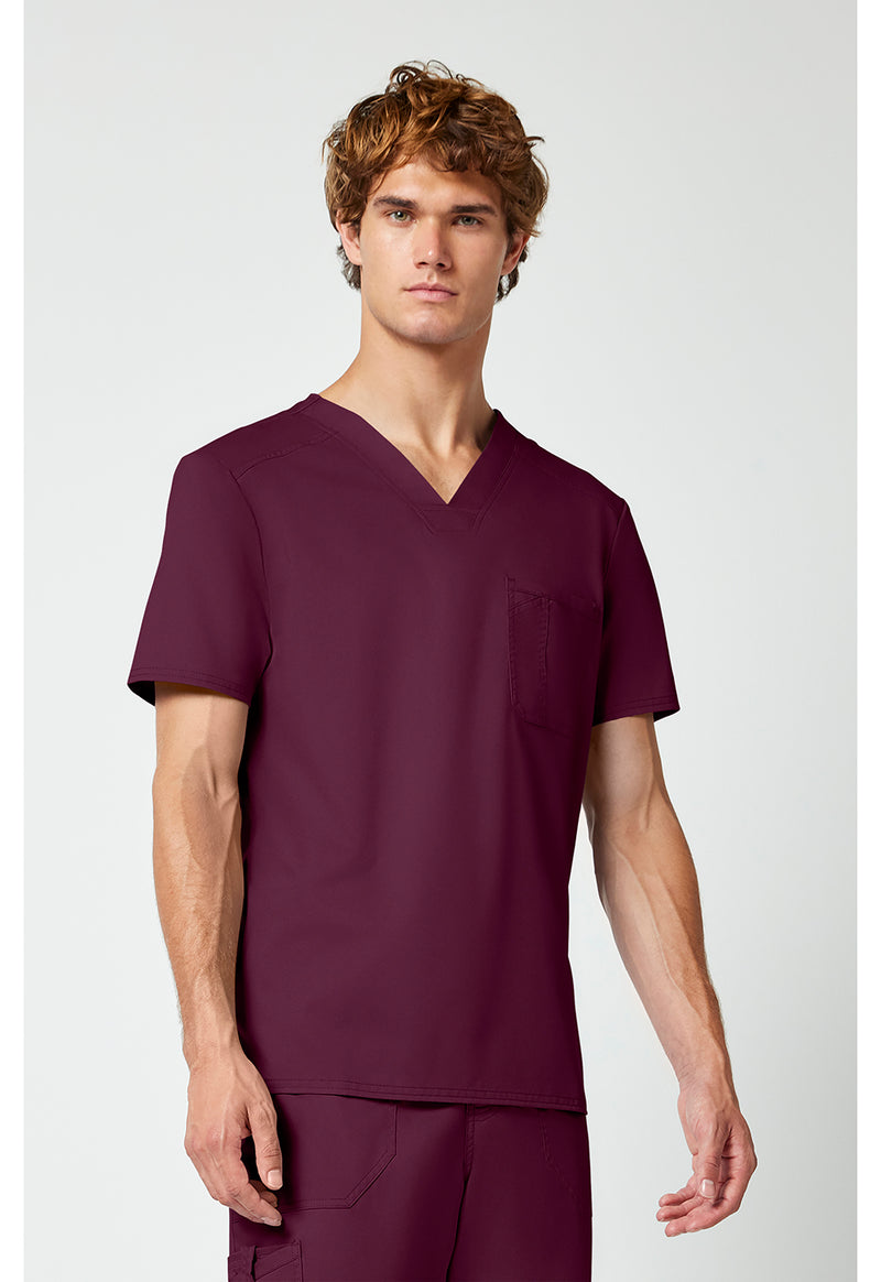 Wine - Cherokee Cherokee WW Revolution Men's Scrub Top - Right Side View