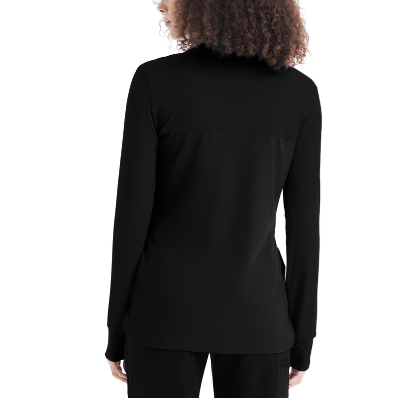 Black - White Cross CRFT Women's 3-Pocket Quarter-Zip Pullover Top - Back View