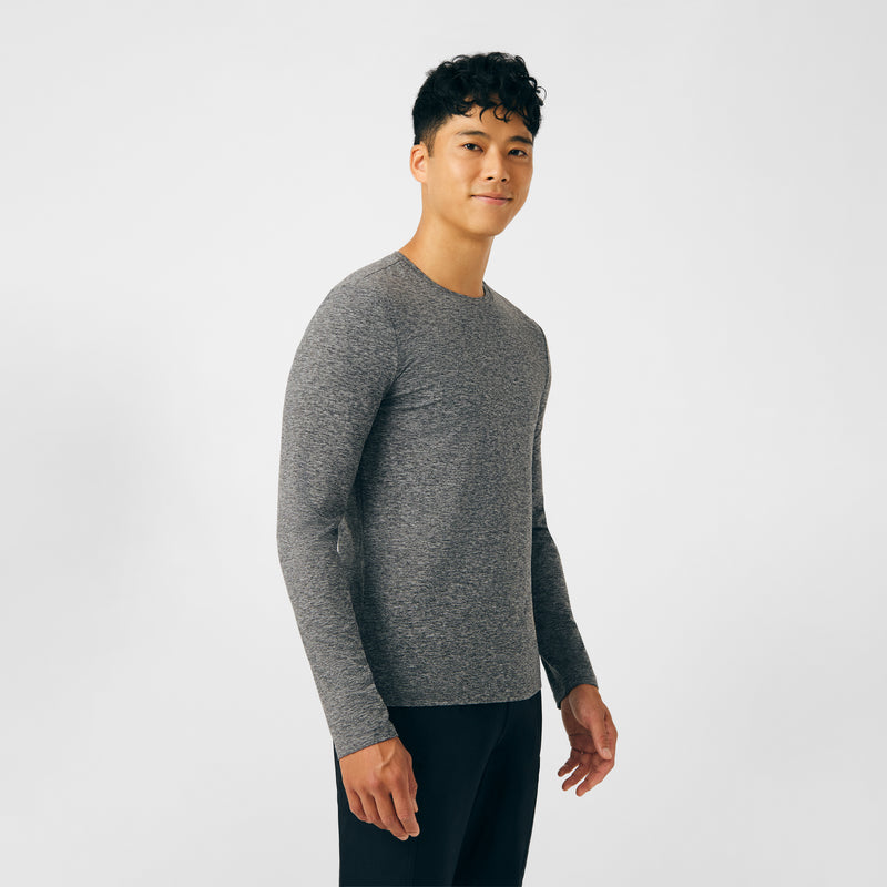 Heather Black - Landau Forward Men's Long Sleeve Crew Neck Underscrub Tee for Nursing