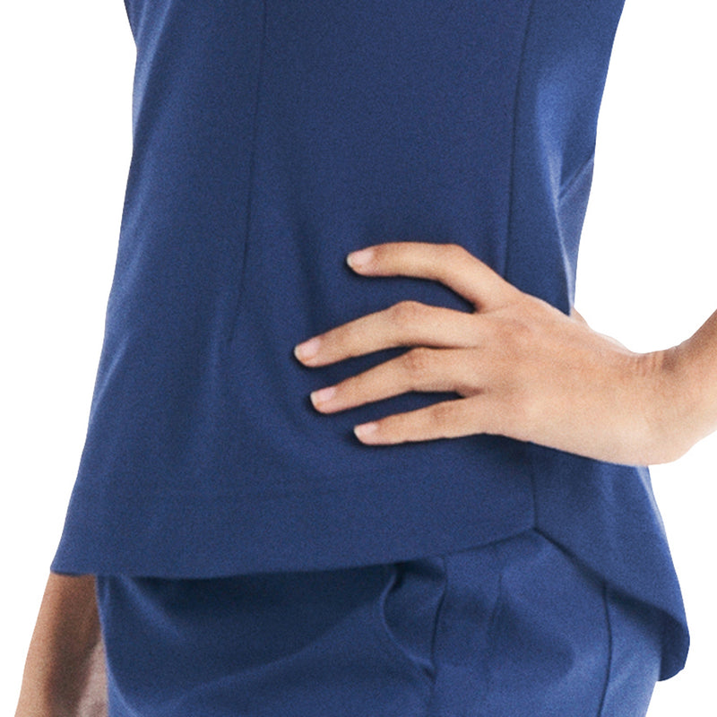 Racing Red - White Cross 1-Pocket V-Neck Scrub Top - Detail View