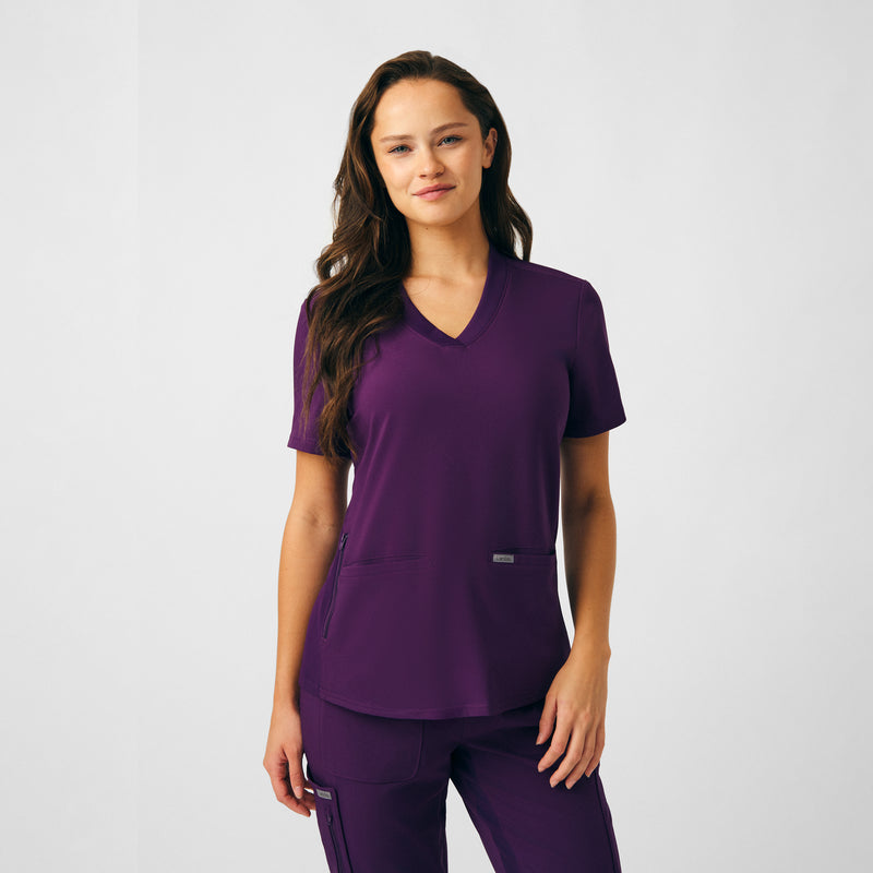 Eggplant - Landau Scrub Tops - Detail View