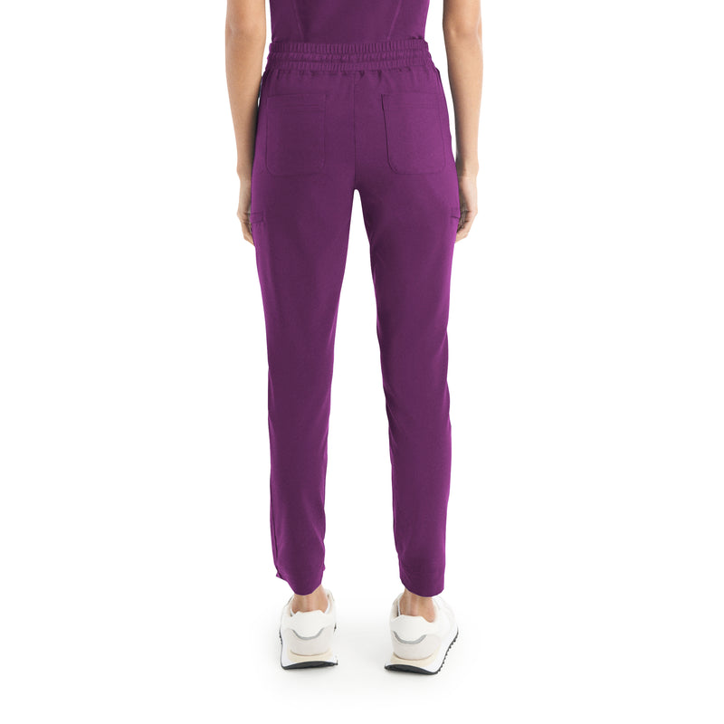 Sugar Plum/Black - White Cross CRFT Women's Jogger Scrub Pant - Back View