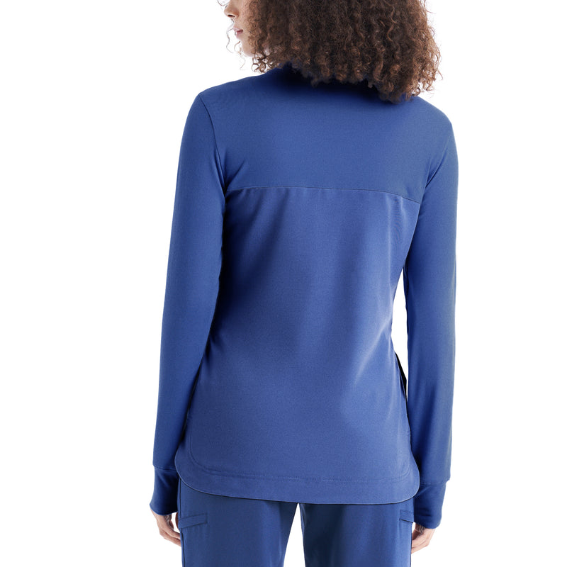 Navy - White Cross CRFT Women's 3-Pocket Quarter-Zip Pullover Top - Back View