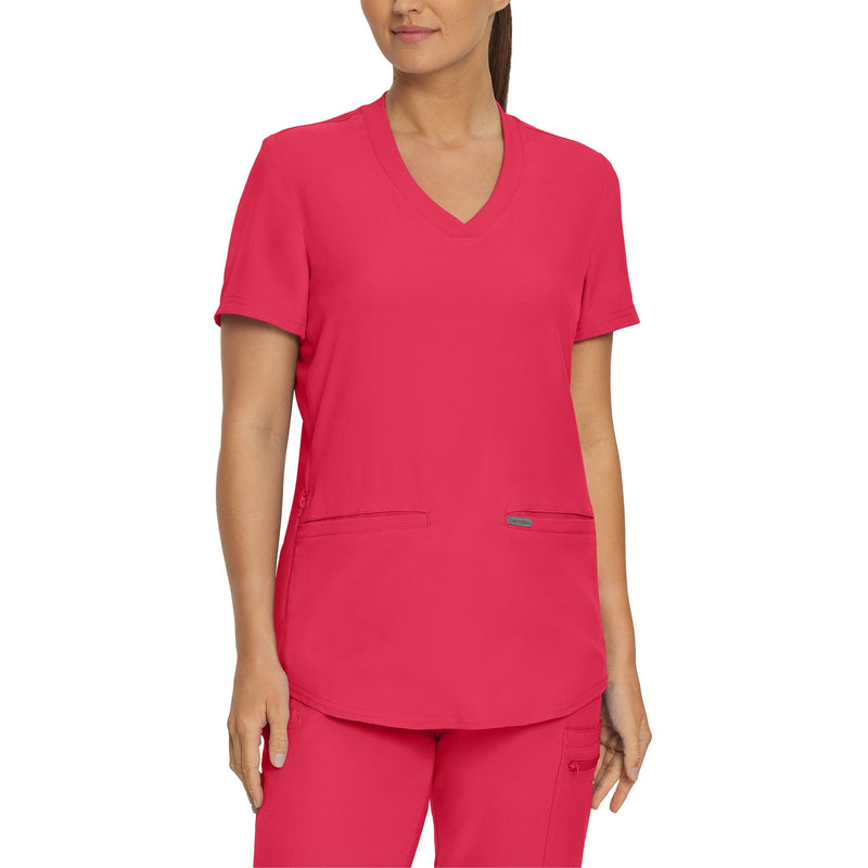 Tea Berry - Landau Forward Women's 3 Pocket V-Neck Rib-Knit Scrub Top for Nursing