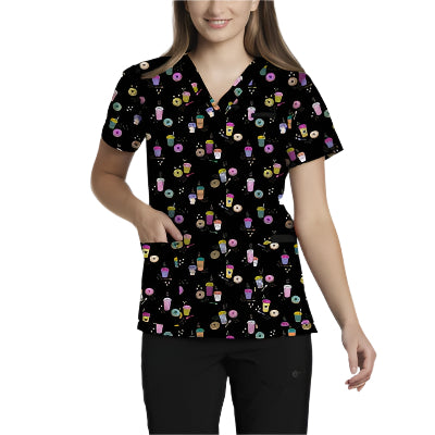 618 V-Neck Print WhiteCross Top SALE