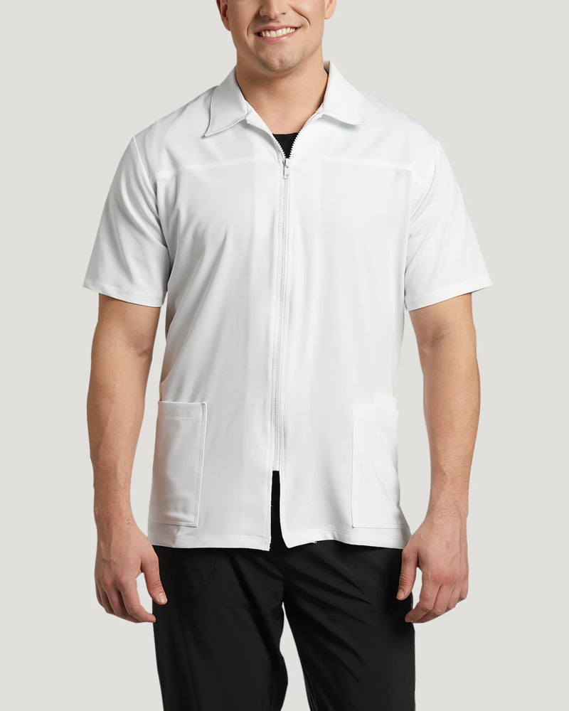 Veste de consultation à manches courtes avec fermeture éclair et 2 poches pour hommes White Cross Marvella pour les professionnels de santé