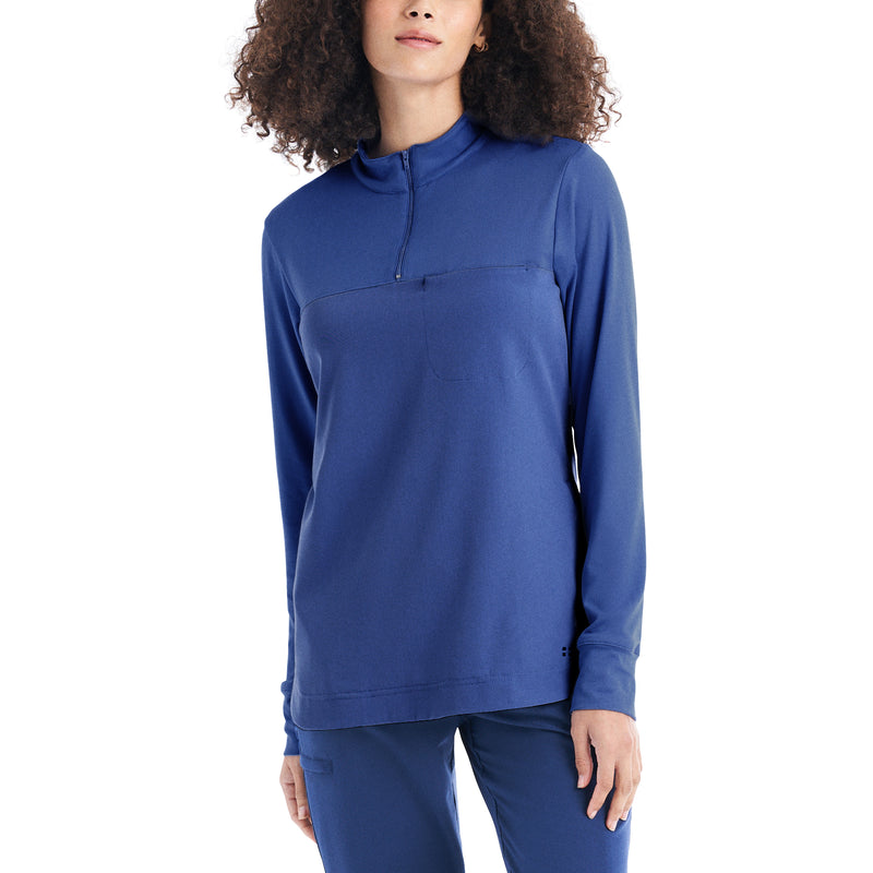 Navy - White Cross CRFT Women's 3-Pocket Quarter-Zip Pullover Top - Front View