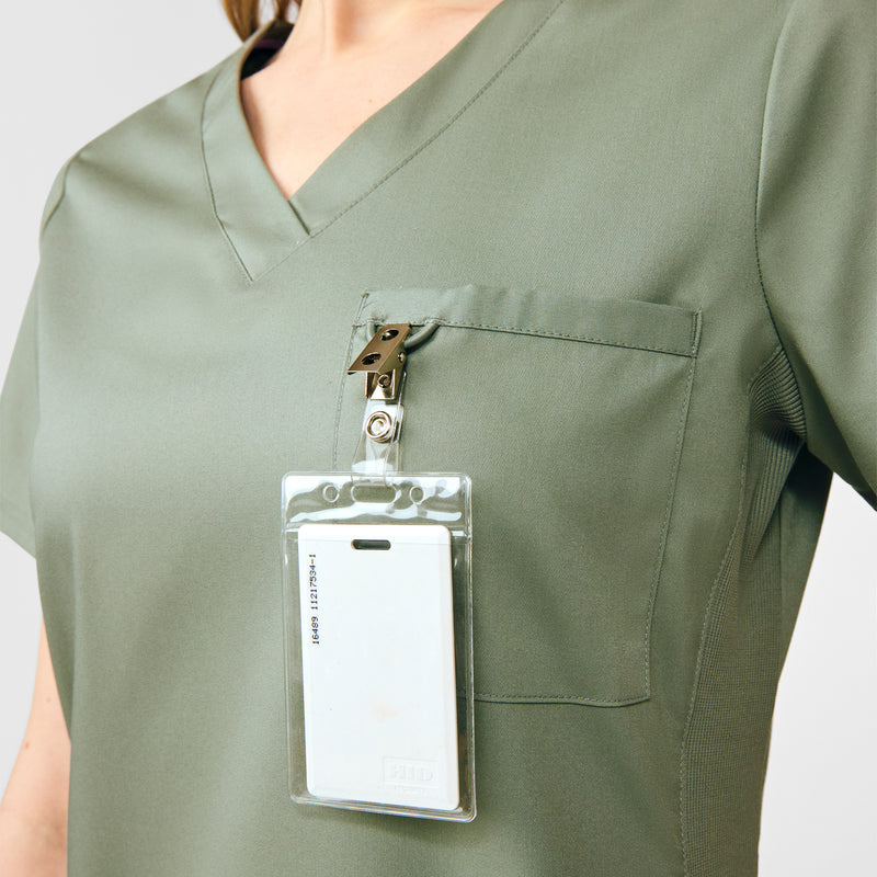 Seagrass - Landau ProFlex Women's 2 Pocket V-Neck Rib-Knit Scrub Top for Nursing