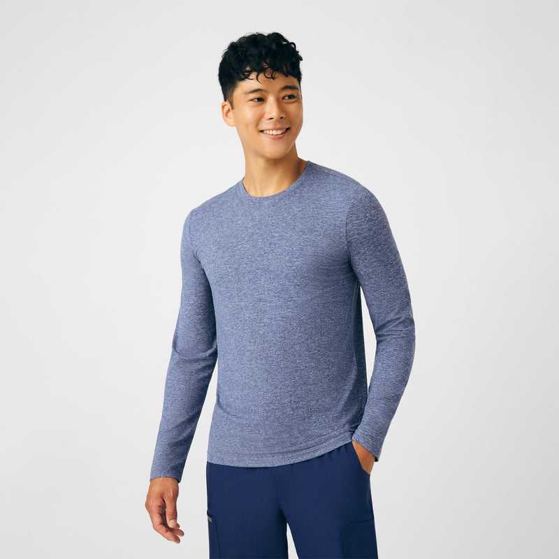 Heather Navy - Landau Forward Men's Long Sleeve Crew Neck Underscrub Tee for Nursing