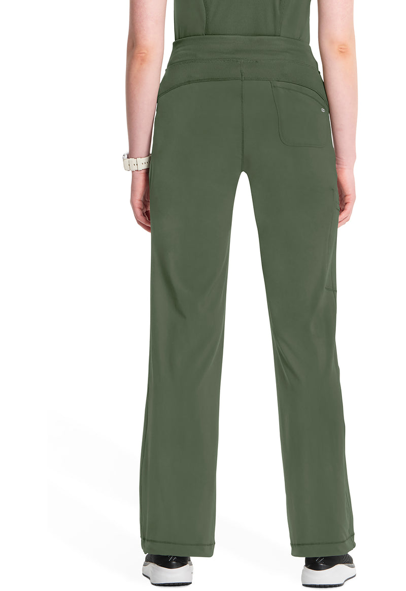 Olive - Women's Straight Leg Drawstring Scrub Pants – Petite (Back)