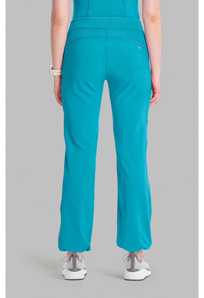 Scuba Blue - Women's Straight Leg Drawstring Scrub Pants – Petite (Back)