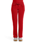 Red - Women's Straight Leg Drawstring Scrub Pants
