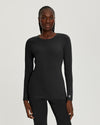 Black - White Cross Core Women's Long Sleeve Crew Neck Underscrub Scrub Tee for Nursing