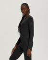 Black - White Cross Core Women's Long Sleeve Crew Neck Underscrub Scrub Tee for Nursing