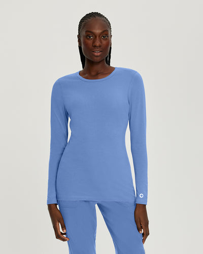 White Cross Core Women's Long Sleeve Crew Neck Underscrub Scrub Tee for Nursing